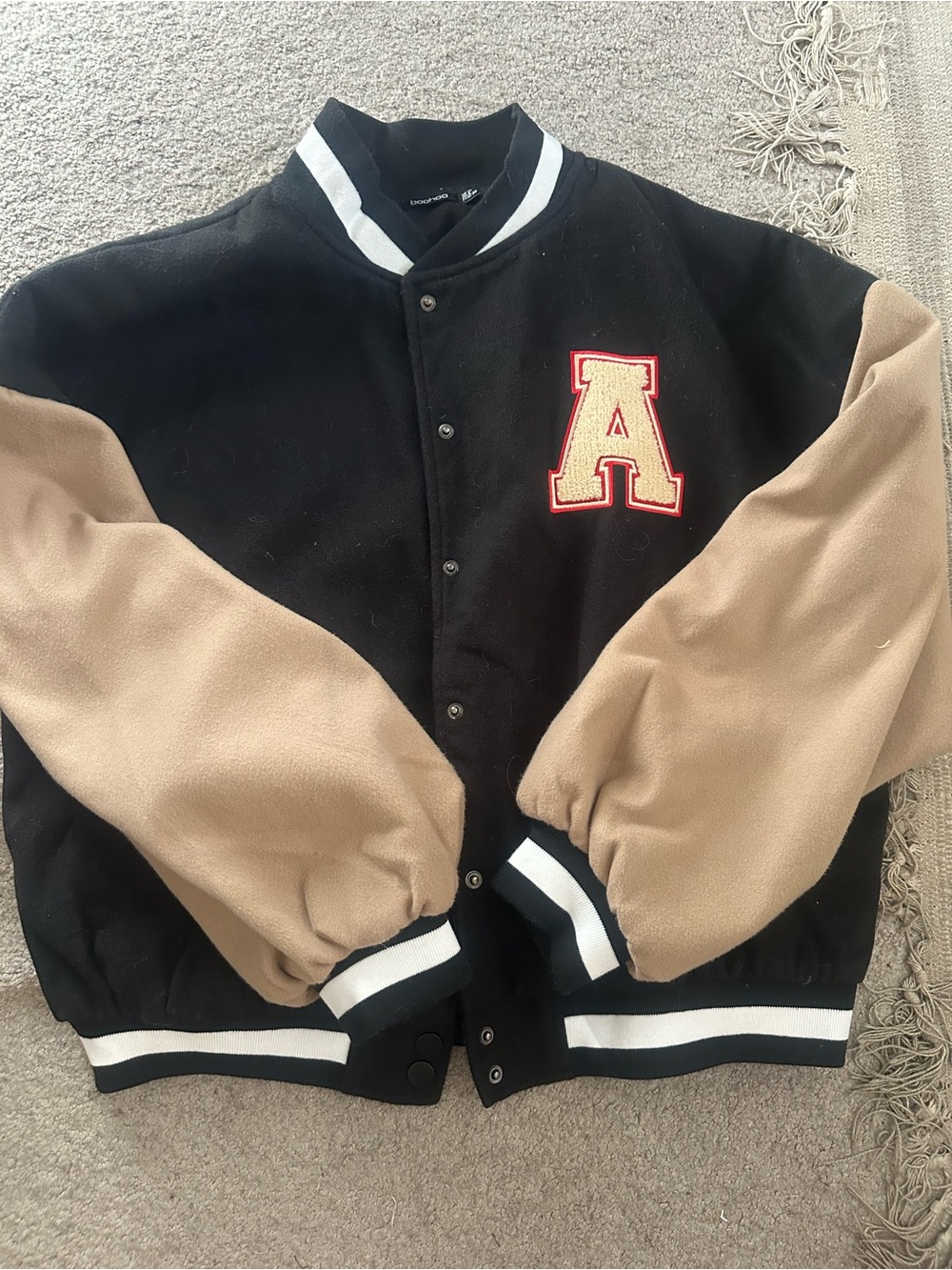 Boohoo Patch Letter Oversized Varsity Jacket